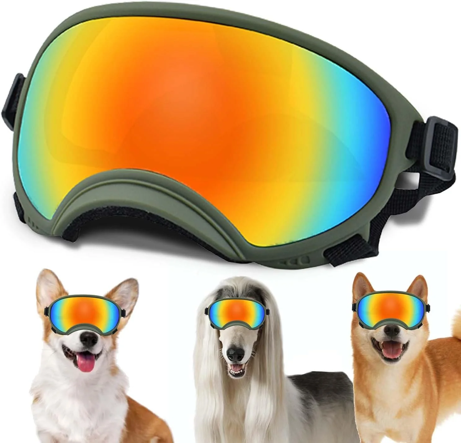 Versatile Medium Dog Sunglasses with Adjustable Strap UV Protection Winproof Dog Puppy Sunglasses Suitable for Medium Dog Pet Glasses Dogs Eyes Protection Soft Dog Goggles Dependable