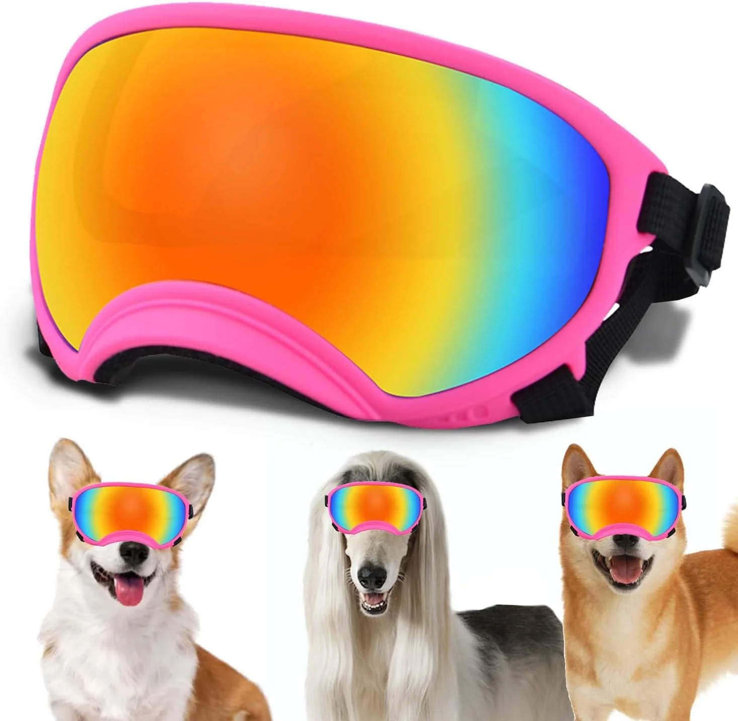 First-Class Medium Dog Sunglasses with Adjustable Strap UV Protection Winproof Dog Puppy Sunglasses Suitable for Medium Dog Pet Glasses Dogs Eyes Protection Soft Dog Goggles Crafted