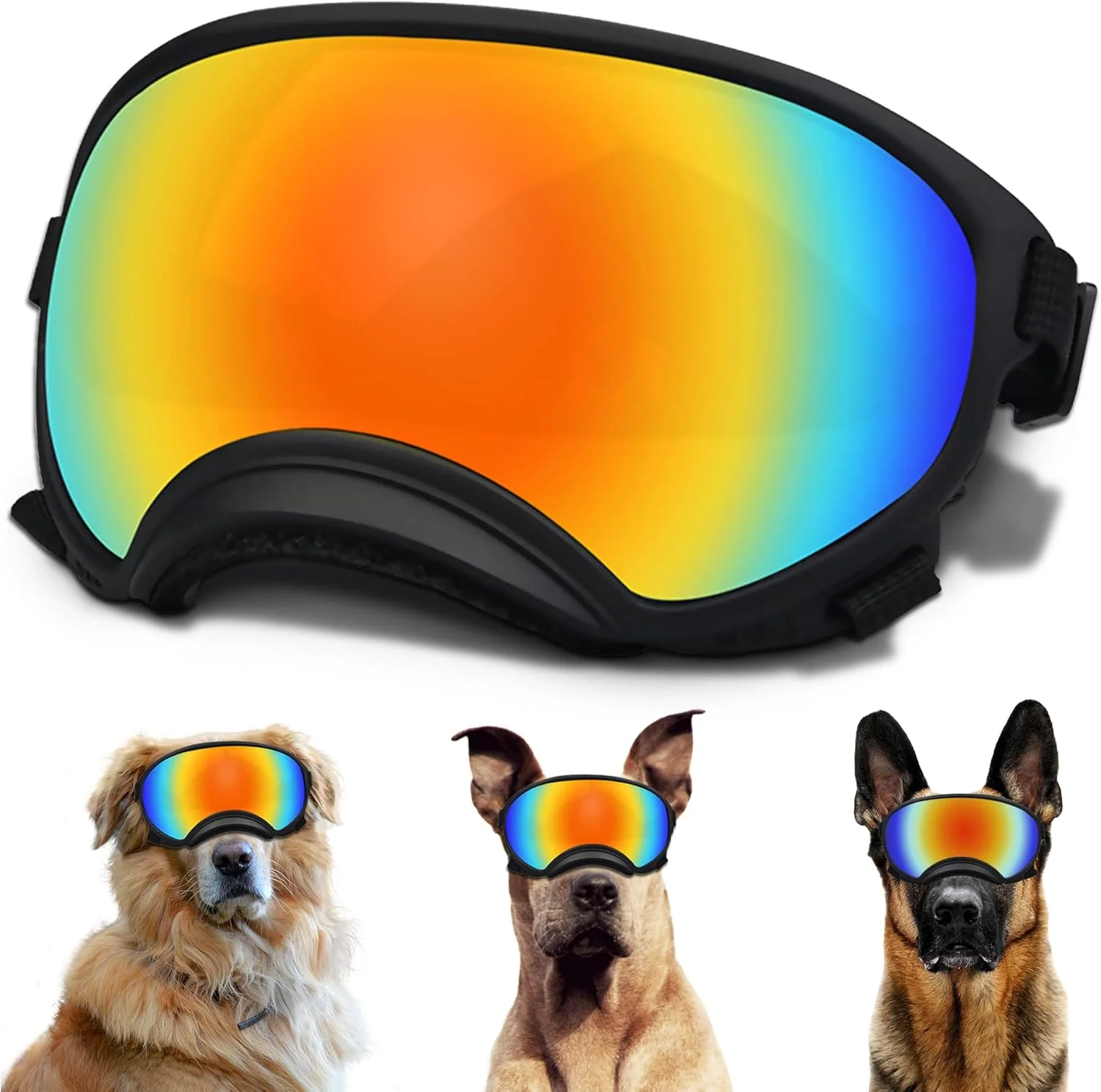 Smart Large Dog Sunglasses with Adjustable Strap UV Protection Winproof Suitable for Medium-Large Dogs Flexible