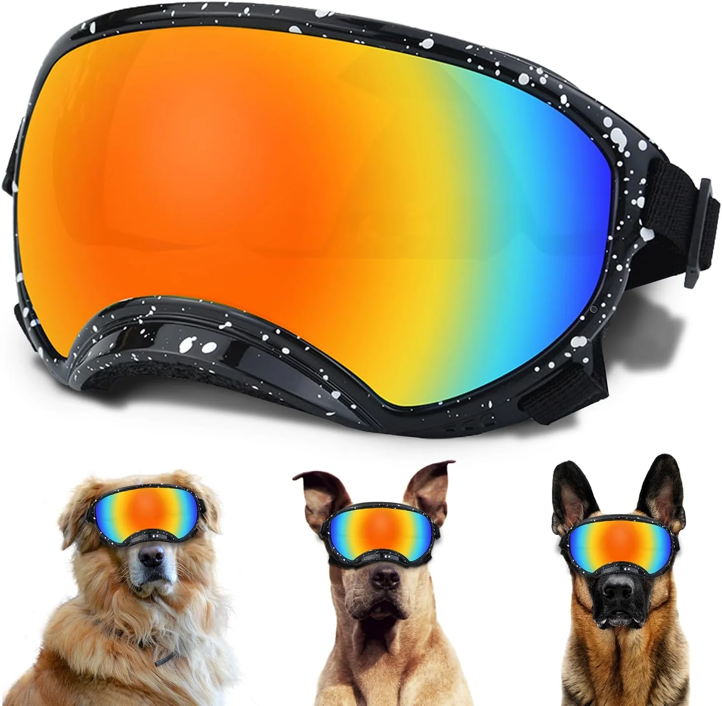 Exceptional Large Dog Sunglasses with Adjustable Strap UV Protection Winproof Dog Puppy Sunglasses Suitable for Medium-Large Dog Pet Glasses Dogs Eyes Protection，Soft Dog Goggles Contemporary