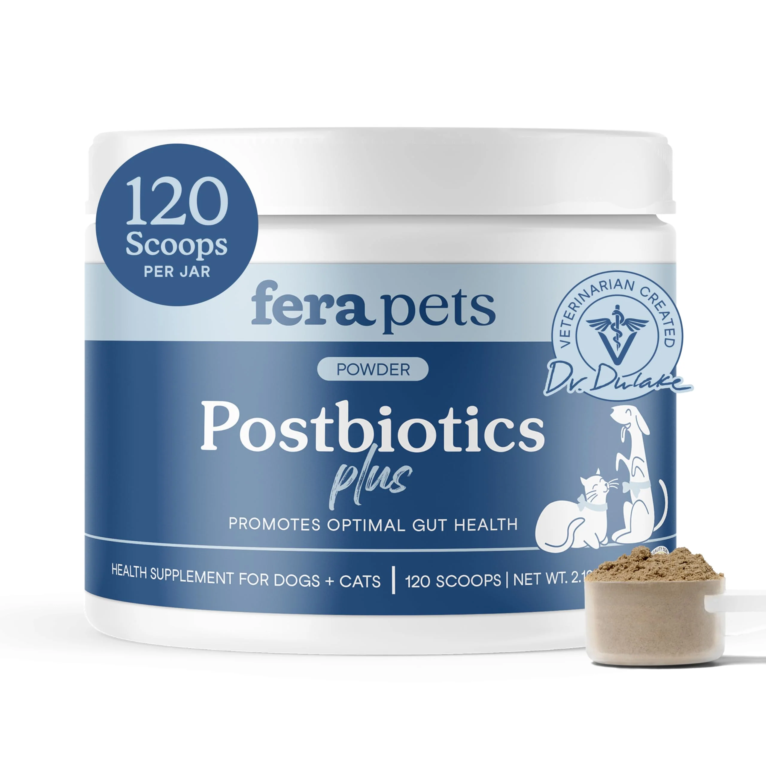 Secure Fera Pets Postbiotics Prebiotics for Dogs Cats Slippery Elm 120 Scoops Premium Material