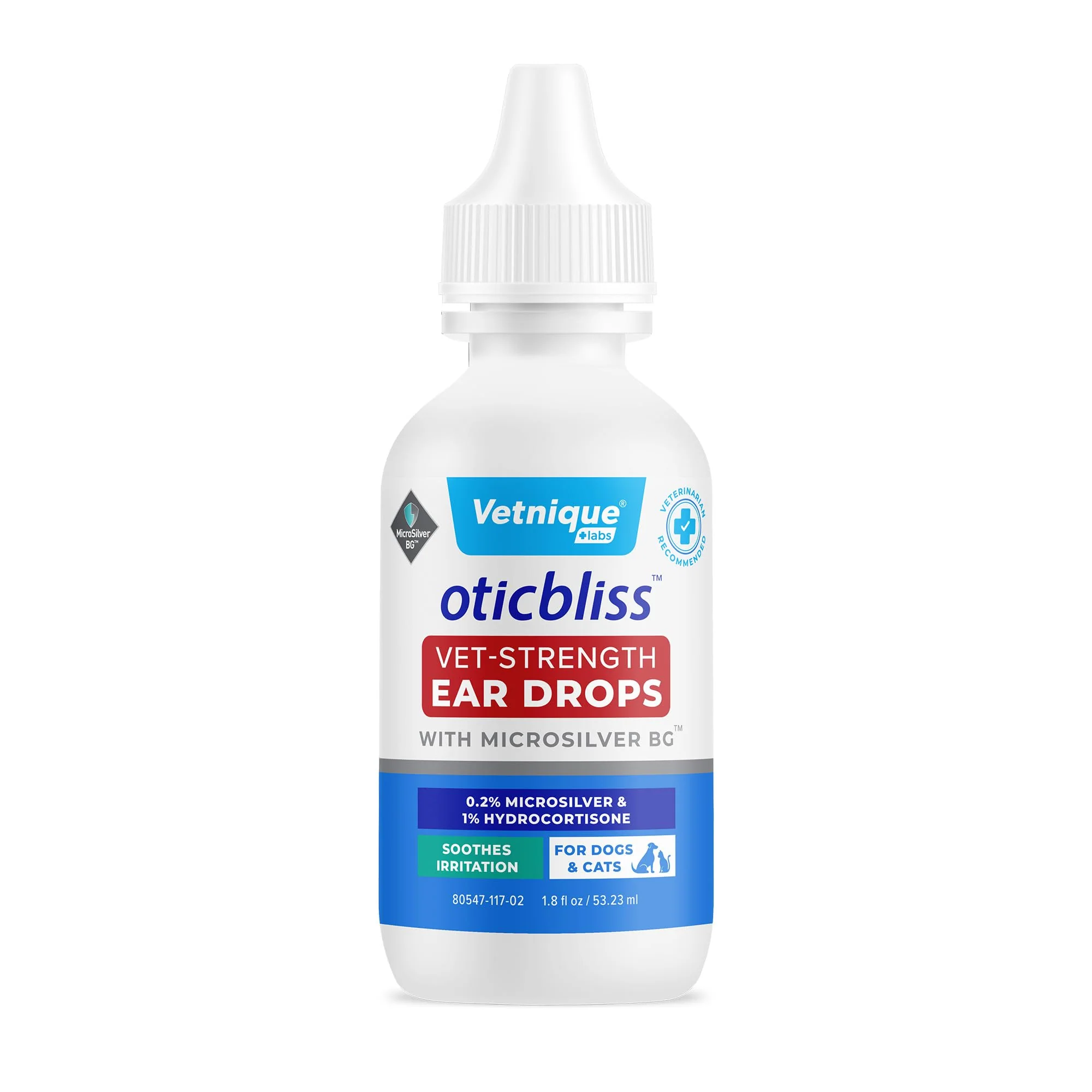 Recyclable Vetnique Oticbliss Ear Drops for Dogs Cats MicroSilver BG Hydrocortisone Environmentally Friendly