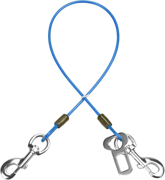 Elite Dog Seat Belt Harness for Car Dog Seatbelt of Coated Wire Leash Safety Restraint No Chew Tether Cable Vehicle Double Clips Latch Blue 16 inch 40 CM About ThisOverview Excellent
