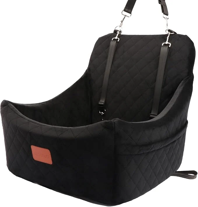Excellent Dog Car Seat for Medium Sized Dog Pet Travel Car Bed with Seat Belt Channle Fully Detachable and Washable Car Dog Seat with Adjustable Straps 3 Straps Easy to Install Black About ThisOverview Premium Material