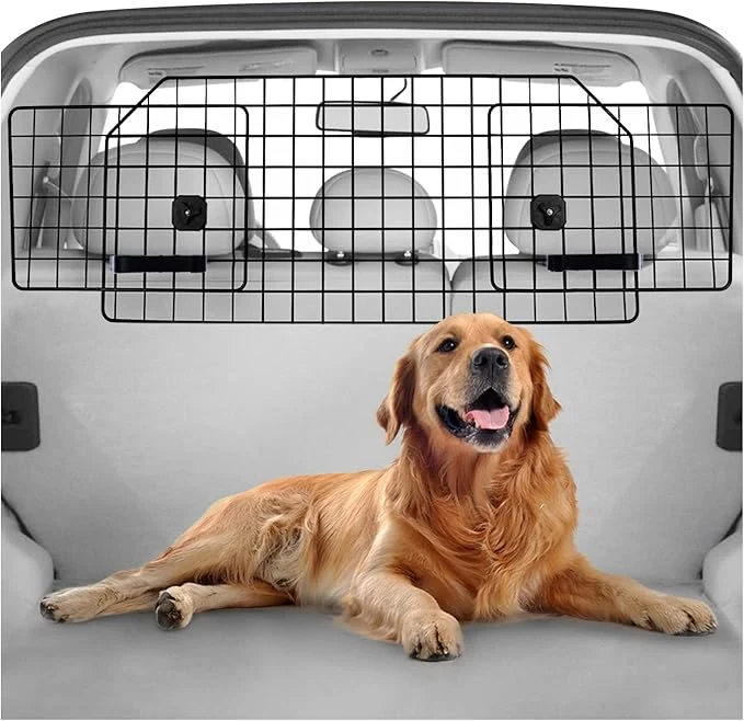 Clean rabbitgoo Dog Car Barrier for SU Adjustable Large Pet Gate Universal-Fit Divider Cargo Net Heavy-Duty Wire Mesh Dog Barrier SUV Van Vehicles Subaru Car Accessories Safety Travel Standard ModelAbout This High-End