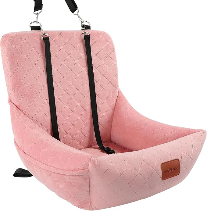 Artisan Dog Car Seat Pet Booste Bed with Seatbelt Washable Dog Car Travel Bed Easy to Assemble Clip-On Safety Leash and Storage Pocket Pink About ThisOverview Original
