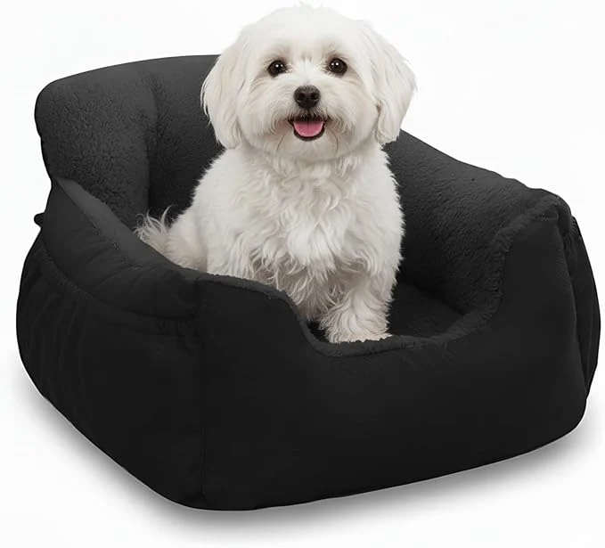 First-Class Dog Car Seat for Small Dogs Washable Pet Booster Seats for Car with Clip-On Safty Leash Reversible Puppy Carseat with Storage Pockets Travel Carrier Bed for Dogs Under 25 lbs Dark GreyAbout ThisOverview Certified