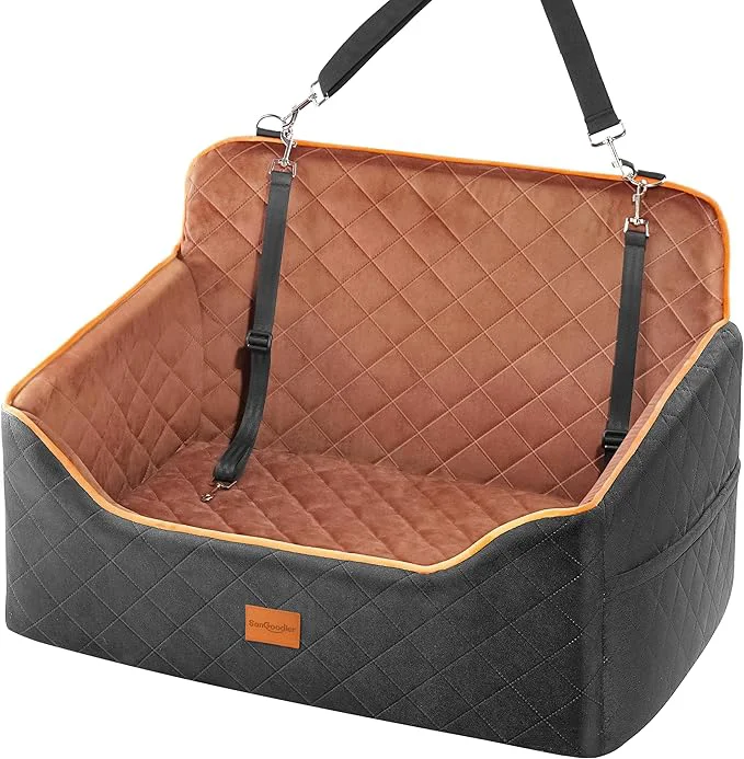 Flexible Dog Car Seat for Medium Dogs - Pet Car Seat with 2 Safety Straps Waterproof Padding Portable Pet Carrier for Cars Trucks SU Comfortable Booster Bed for Pets Up to 55lbs Black Coffee About ThisOverview Unique