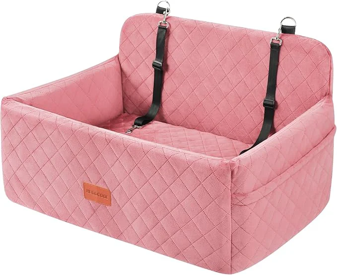 Refined Dog Car Seat for Medium Large Dogs Pet Booster Seat for Under 55 lbs or 2 Small Dogs Detachable Washable Dog Car Bed for Backseat with 2 Safety Leashes Pink About ThisOverview Original Design