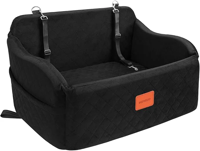 Smooth Dog Car Seat for Medium Large Dogs Memory Foam Pet Booster Seat for Under 55 lbs or 2 Small Dogs Detachable Washable Dog Car Bed for Backseat with 2 Safety Leashes and Pockets Black Large About ThisOverview Superior