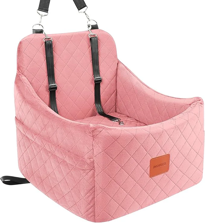 Unique Dog Booster Car Seat for Dogs up to 35lbs Safety Pet Car Seats with Anti-Slip Bottom Travel Booster Dog Bed with 2 Storage Pockets Pink Medium About ThisOverview Trusted