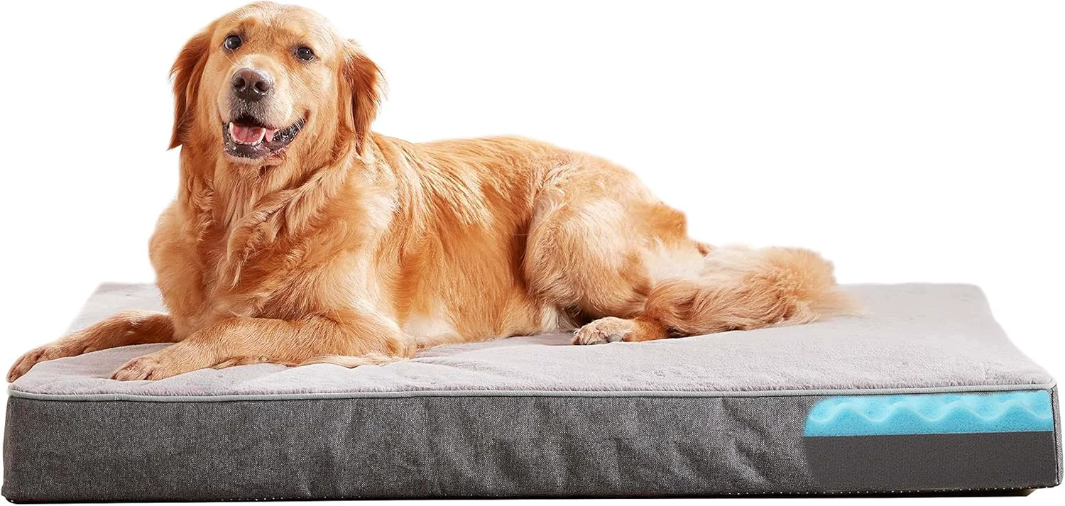 Traditional Orthopedic Memory Foam Dog Bed Cooling Dog Beds for Extra Large Dogs -Waterproof Pet Bed for Crate with Removable Washable Cover XL 41inch 90Lbs Trendy
