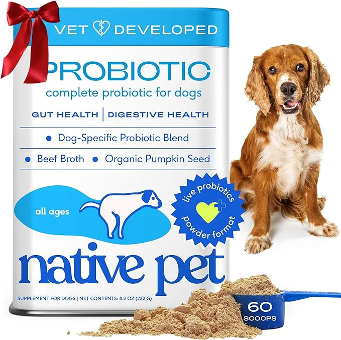 Premium Native Pet Probiotics for Dogs - Dog Probiotics Powder for Digestive Health Gut Support Immune Boost – Vet-Formulated Powder for Maximum Potency with Digestive Enzymes Prebiotics - 60 ScoopsAbout This Safe