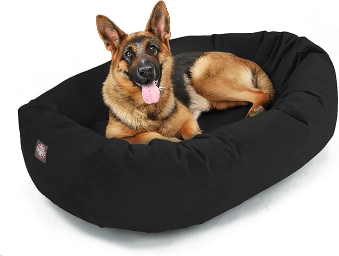 Detailed Majestic Pet 52 Inch Suede Shredded Memory Foam Mix Calming Extra Large Dog Bed Washable 52 x 35 x 11 Inch - Cozy Soft Round Donut Dog Bed with Spine for Head Support - Pet Bed BlackAbout ThisOverview Next-Generation