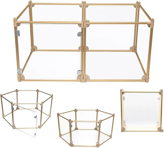 Top-Quality Front Row Foldable Dog Playpen – Durable and Portable Puppy Playpen for Exercise Rest Play – Clear Fence Panels with Aluminum Rods and Crate for Dogs and Other Small Pets Gold 6-Panel About ThisOverview Pure