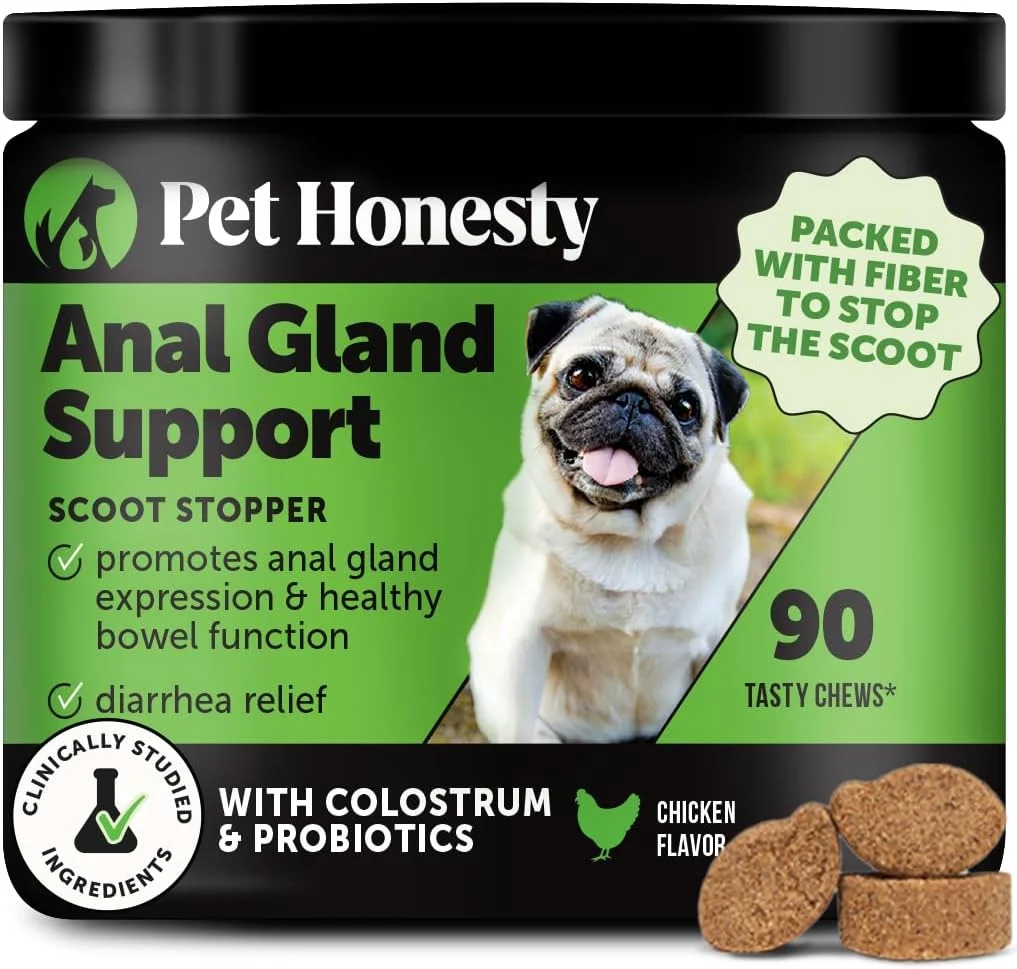 Authentic Dog Scoot Stopper - Complete Anal Gland Support with Fiber Prebiotics Probiotics - No Scoot for Dogs 90 ct Reliable