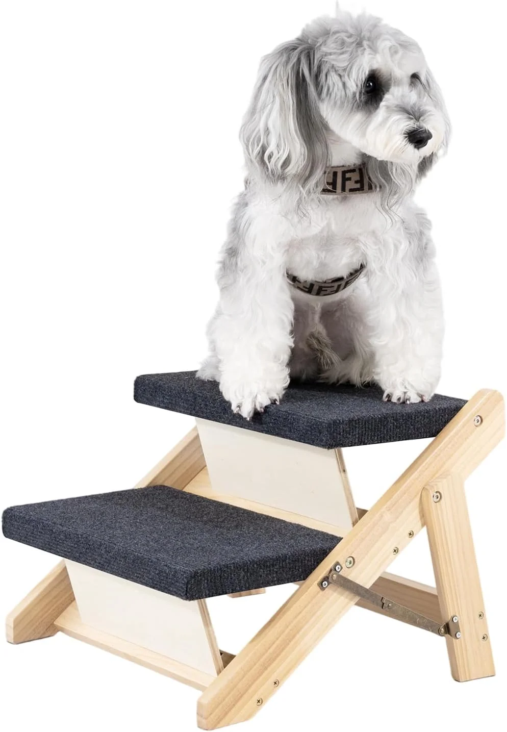 Authentic MEWANG Wood Pet Stairs Ramp for Small Medium Dogs and Cats Aging Pets – 3-in-1 Foldable Portable Non-Slip Pet Ladder for Tall Beds Couches Cars–Holds Up to 220 lbs 17.3 L x 17.2 W x 13.0 H Original