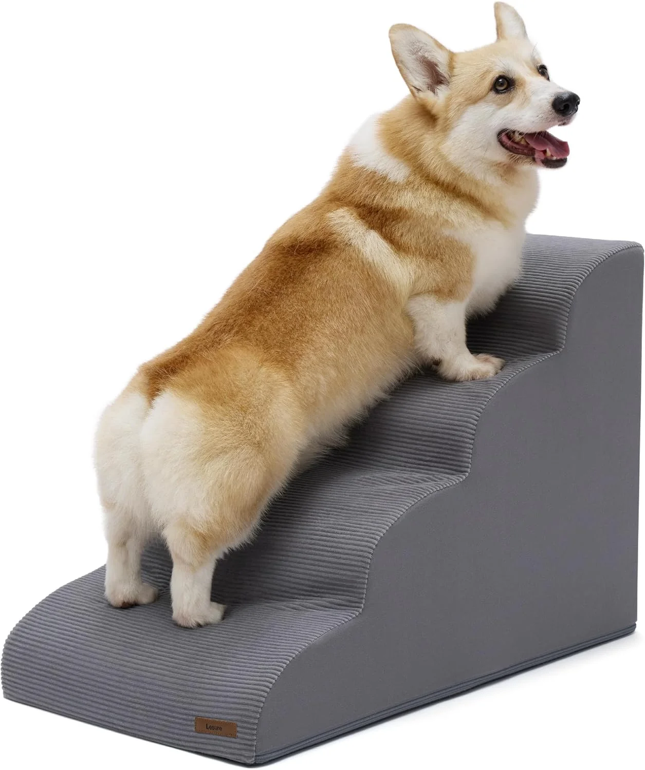 Natural Lesure Dog Stairs for Large Dogs Pet Steps Ramp for High Bed and Couch with CertiPUR-US Foam with Non-Slip Bottom Grey 4 Steps Exceptional