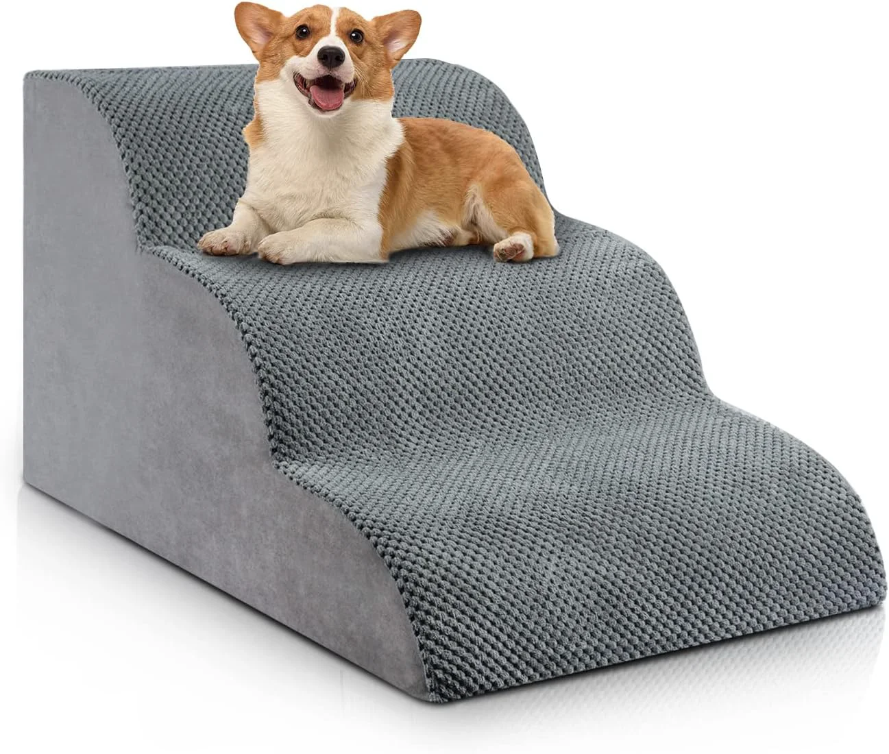 Fine Crafted Chic Threads Dog Stairs for Small Dogs 3-Step Dog Stairs for High Beds and Couch Pet Steps for Small Dogs and Cats，Non-Slip Stable Indoor Dog Steps Authentic