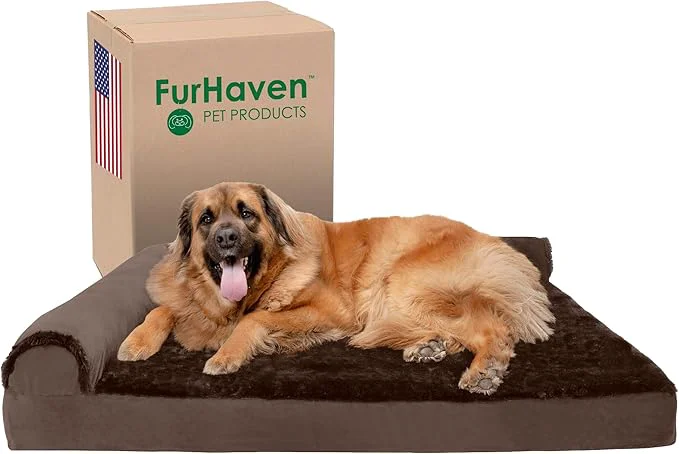 Efficient Furhaven Orthopedic Dog Bed for Large Dogs w Removable Bolsters Washable Cover For Dogs Up to 125 lbs - Plush Velvet L Shaped Chaise - Sable Brown Jumbo Plus XXLAbout ThisOverview Contemporary