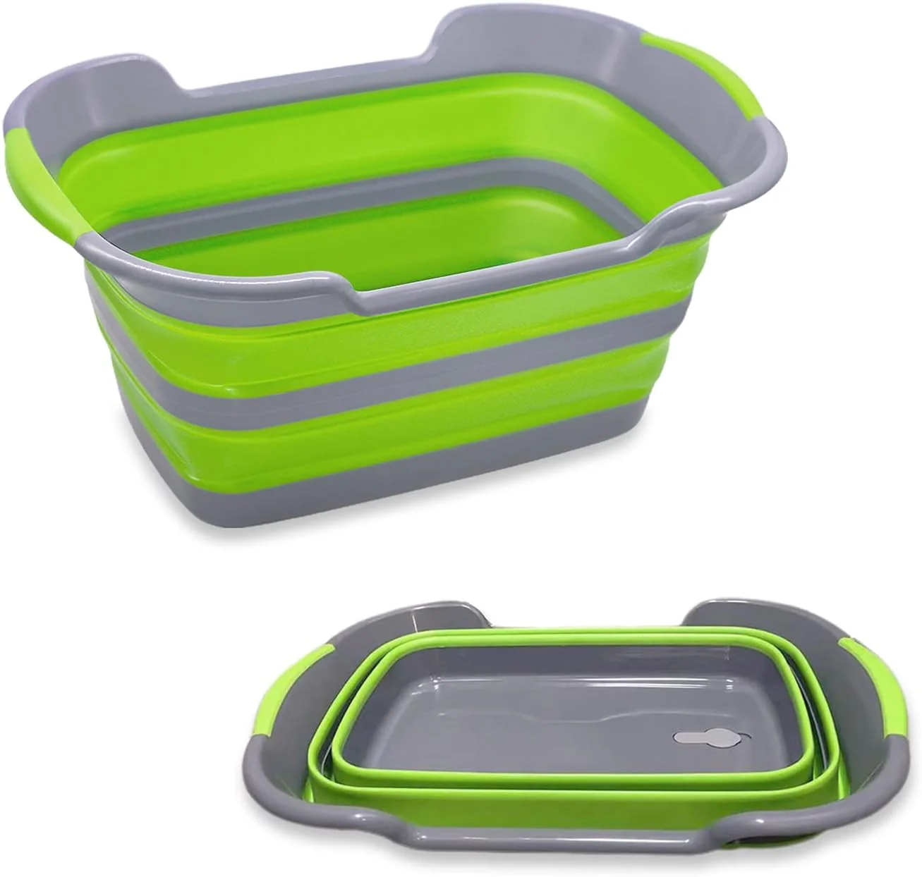 Powerful Multipurpose Collapsible Pet Bathtub with Drainage Hole for Puppy Small Dogs Cats Portable Laundry Basket-Foldable Bathing Tub-Storage Organizer 7.1 Gal 27L Green 1 Minimalist