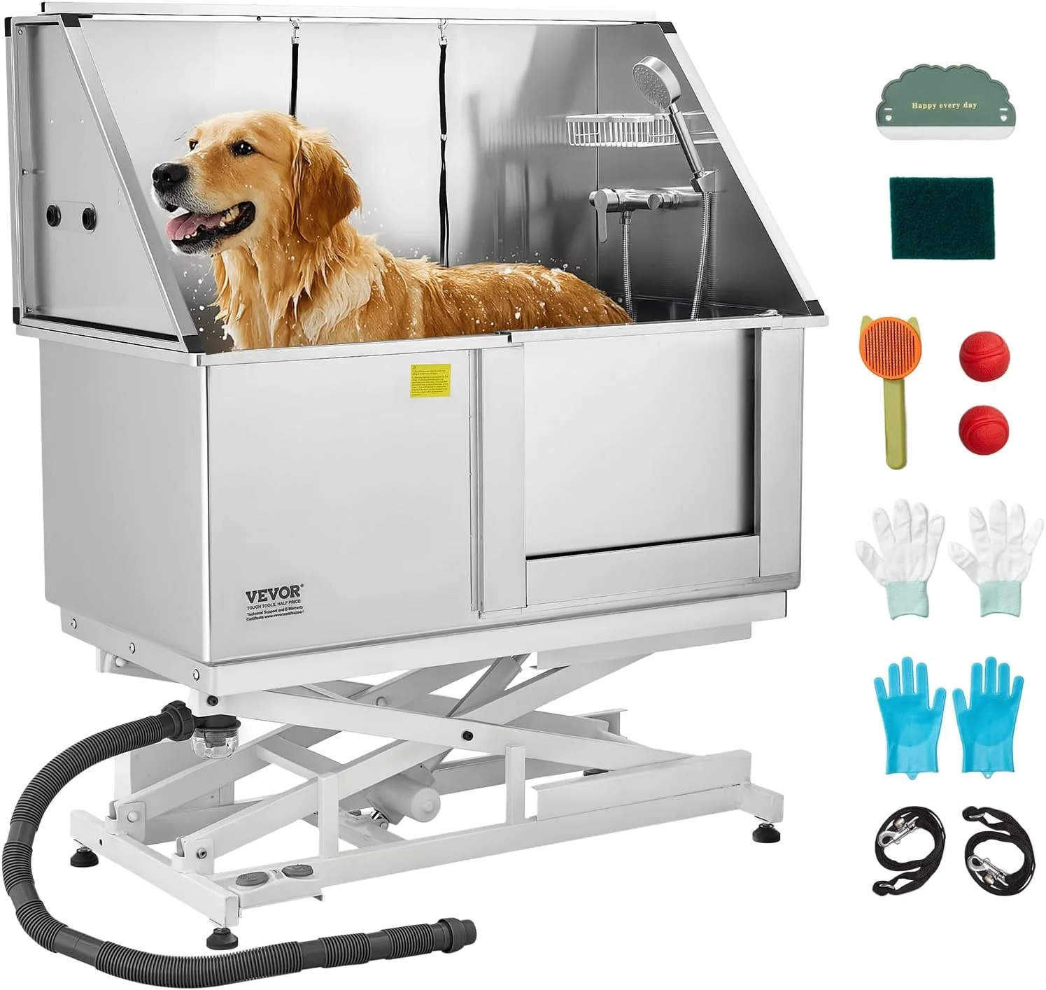 Stylish VEVOR Electric Lift Dog Washing Station 50 inch Professional Stainless Steel Pet Grooming Tub w PE Water Filter Board Faucet Showerhead Dog Bathtub Washing Sink for Multiple Pets Right Door Premium Material