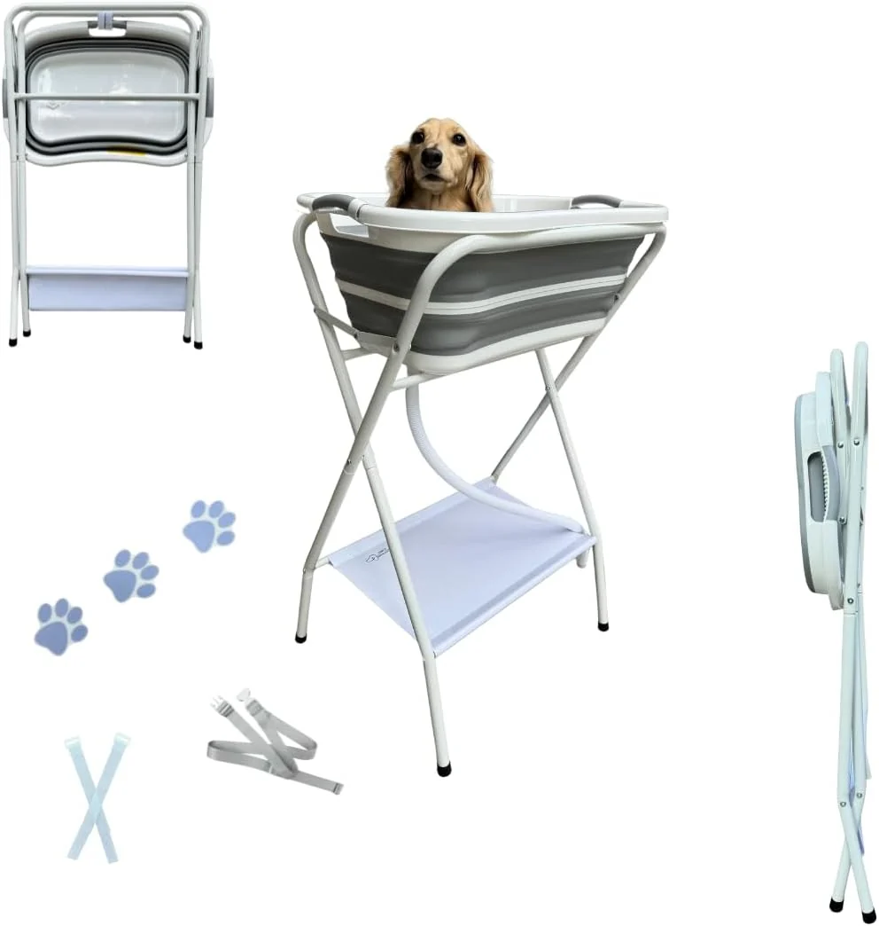 Solid Collapsible d Pet Bathtub Foldable Washing Station for Small to Medium Dogs and Cats Portable Pet Shower and Grooming Stand for Indoor and Outdoor Use World-Class