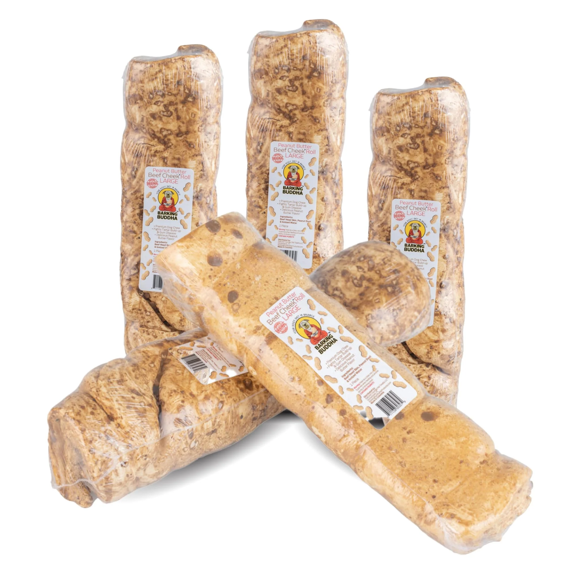Soft Barking Buddha Beef Cheek Rolls Premium Large 10-12 5 Pack All-Natural Exclusive
