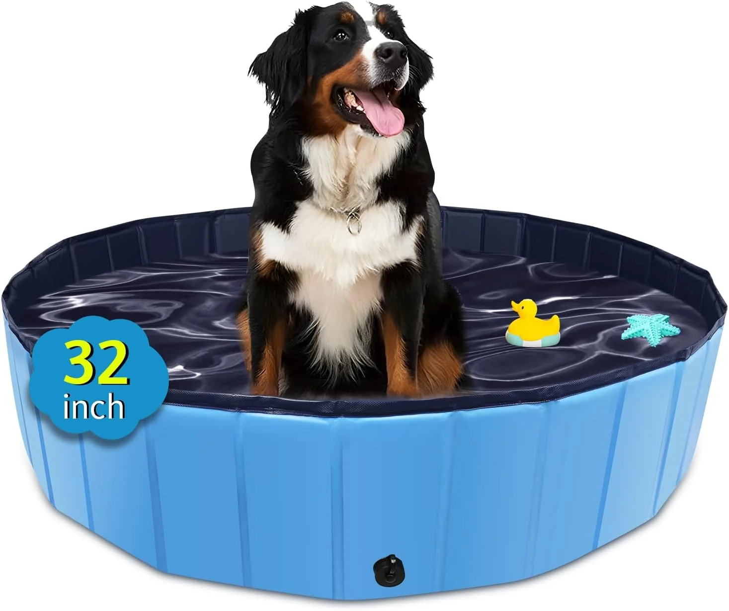 Stylish Foldable Dog Pool 32 x 8 Kiddie Pool with Hard Plastic Non-Slip Dog Bath Tub for Outdoor Backyard Collapsible Dog Swimming Pool for Kids Dogs Pets Blue Efficient
