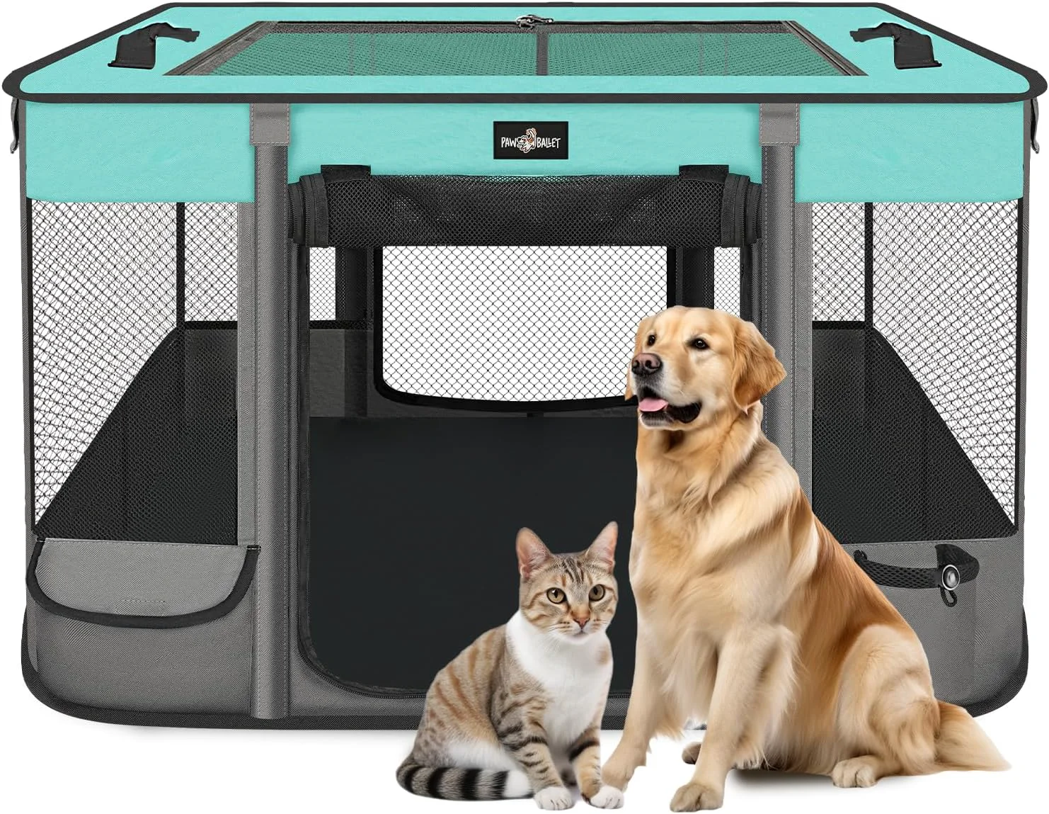 Artisan Pet Playpen Foldable Waterproof Puppy Tent Portable Cat Playpen Dog Kennel Breathable Mesh Crate Play Pen with Carrying Case Kitten Pennel Indoor OutdoorTravel Camping for Small Animal. Secure