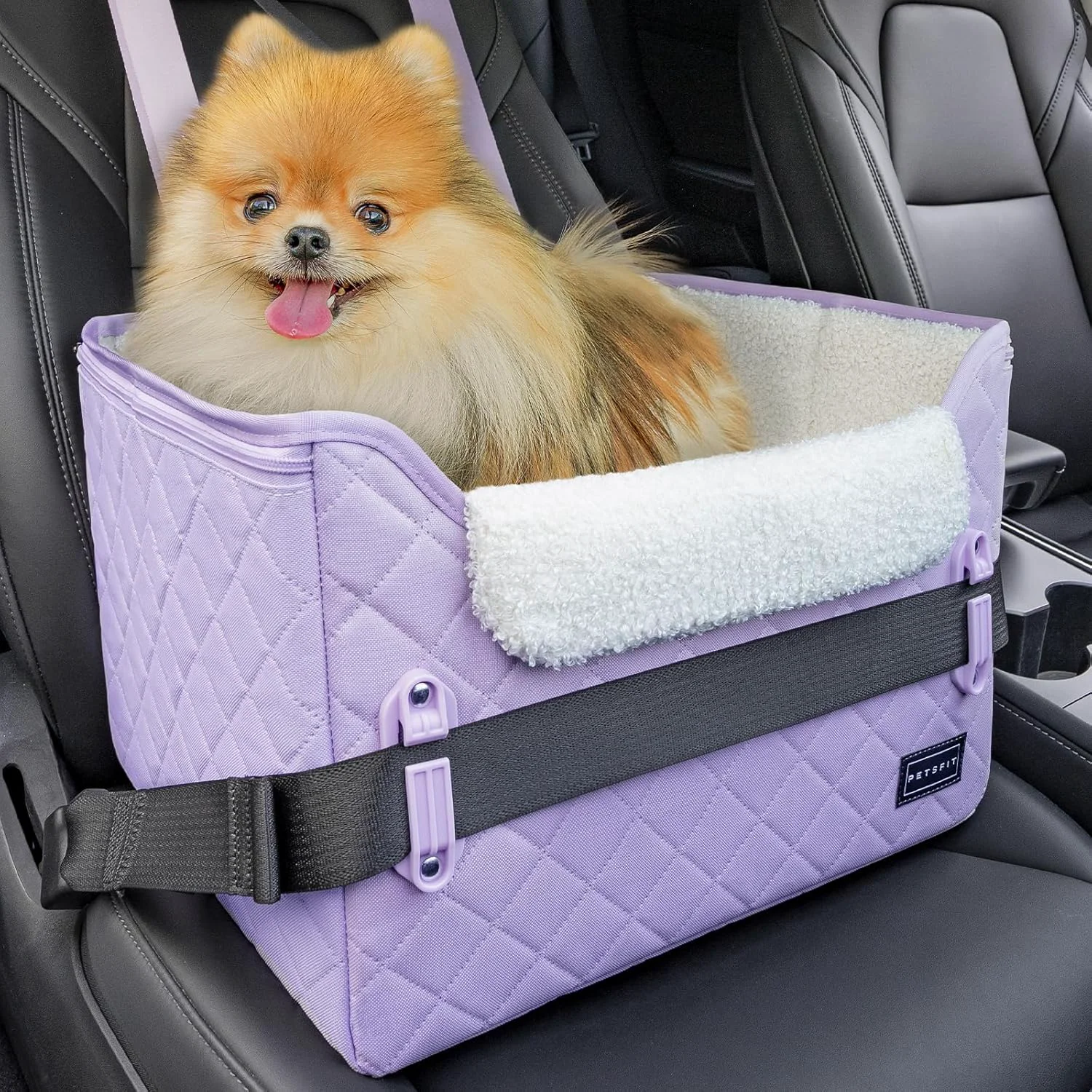 Lightweight PETSFIT Dog Car Seats for Small Dogs Patent Safe Buckles Cat Car Seat Car Seat for Dogs with Safety Belt Suitable for Small Pets Up to 25lbs Lavender Purple User-Friendly