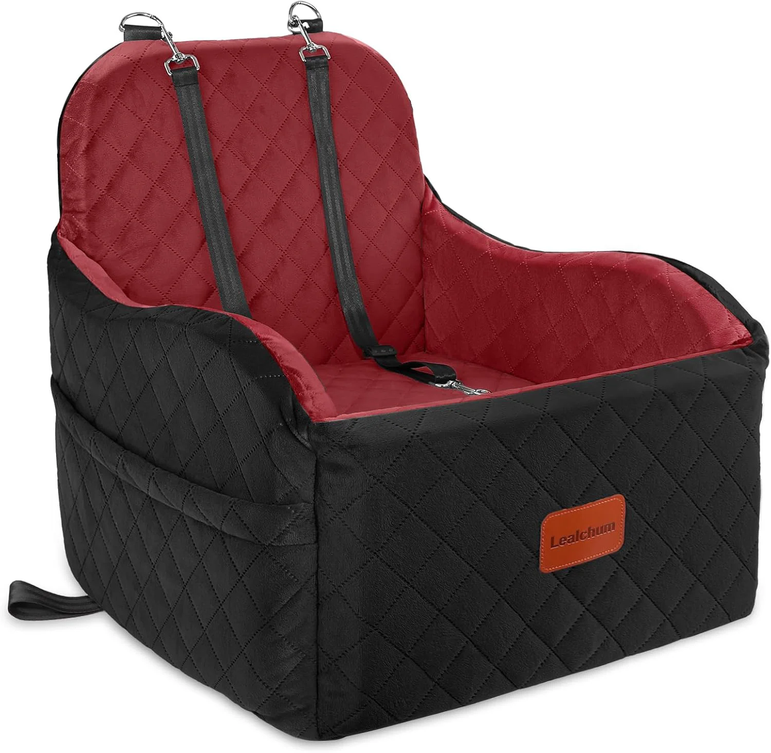 Reusable Dog Booster Car Seat for Small Medium Dogs Puppy Portable Car Bed with d Cushion Fully Detachable and Washable 2 Storage Pockets Easy to Install Blakc Red Medium Sustainable
