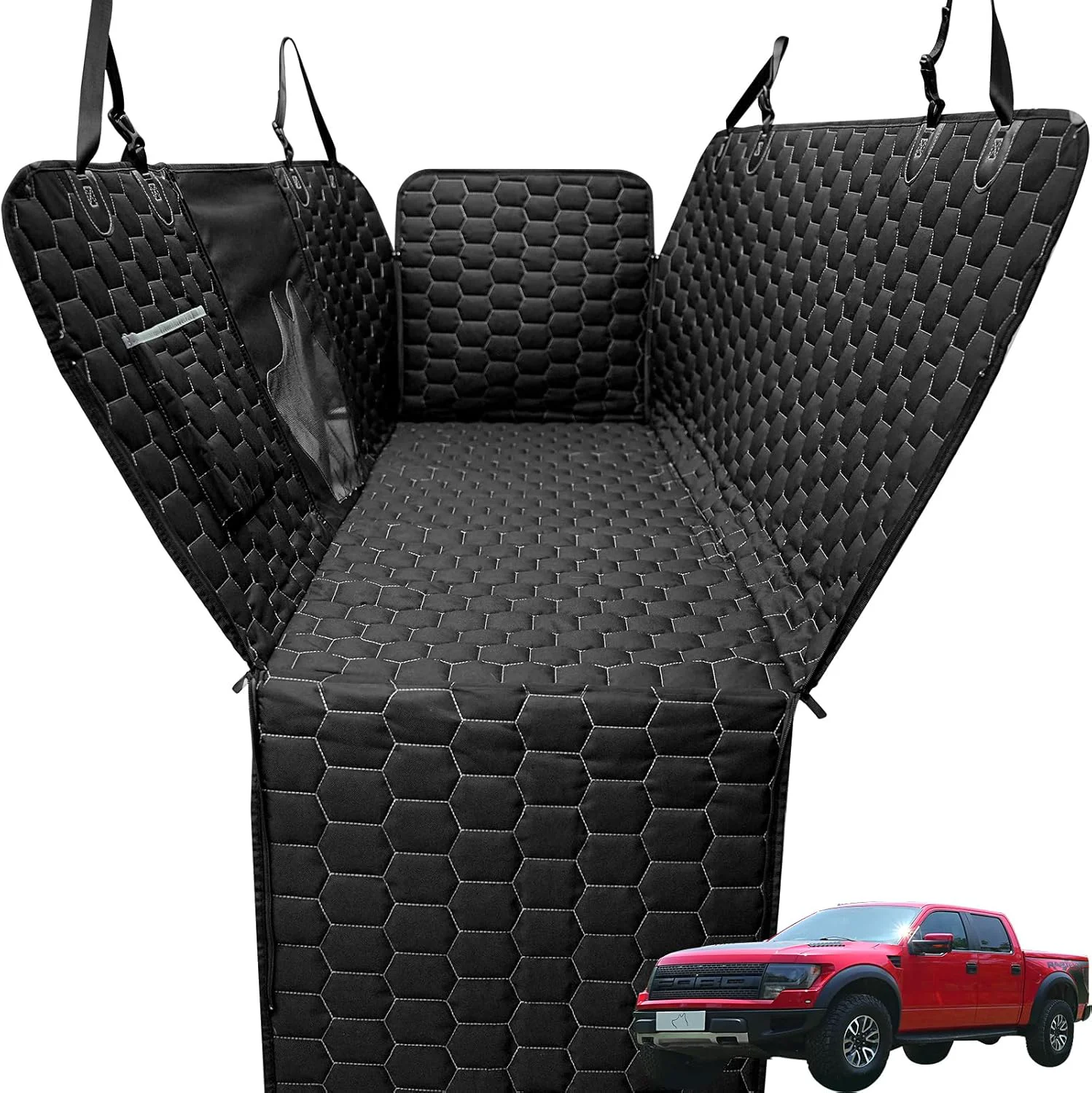 Convenient Dog Car Seat Cover for Trucks Back Seat Pet Cover for Dogs F150 Ram 1500 Waterproof Dog Hammock for Truck with Mesh Window Heavy Duty Seat Cover for F-Series GMC Sierra Silverado Superior