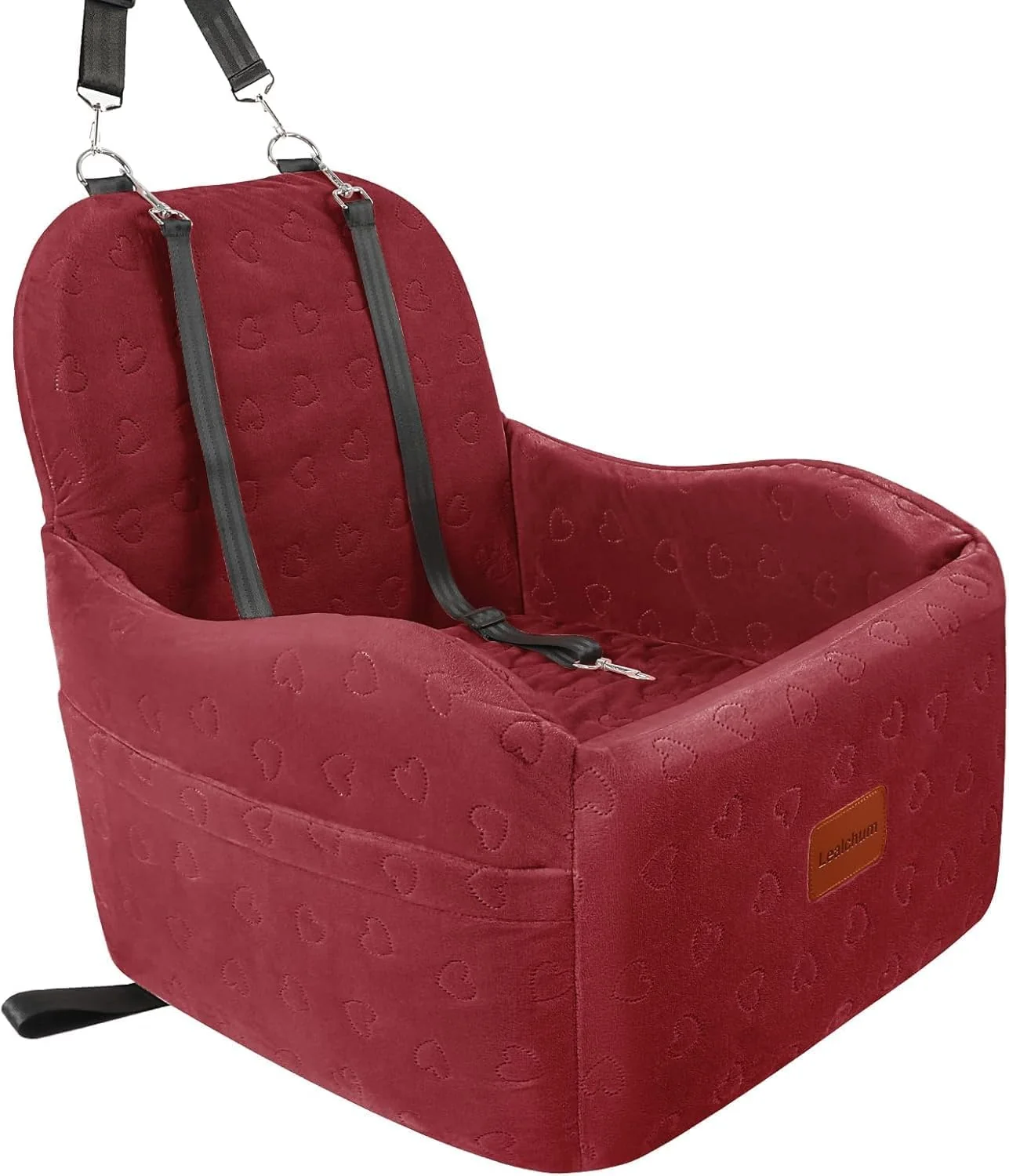 Sustainable Dog Car Seat for Small Medium Dogs 6in d Cushion Fits in Front Back Seat Fully Detachable and Washable 2 Storage Pockets Easy to Install Red Medium Official