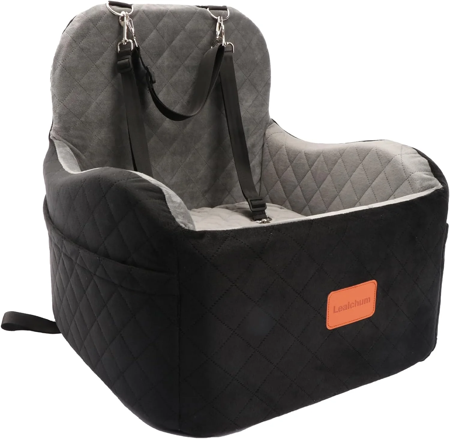 Carefully Designed Dog Booster Car Seat for Small Medium Dogs 6in Memory Foam d Cushion Fully Detachable and Washable 2 Clip-On Safety Leashes Anti-Slip Base Black Grey Medium Sustainable