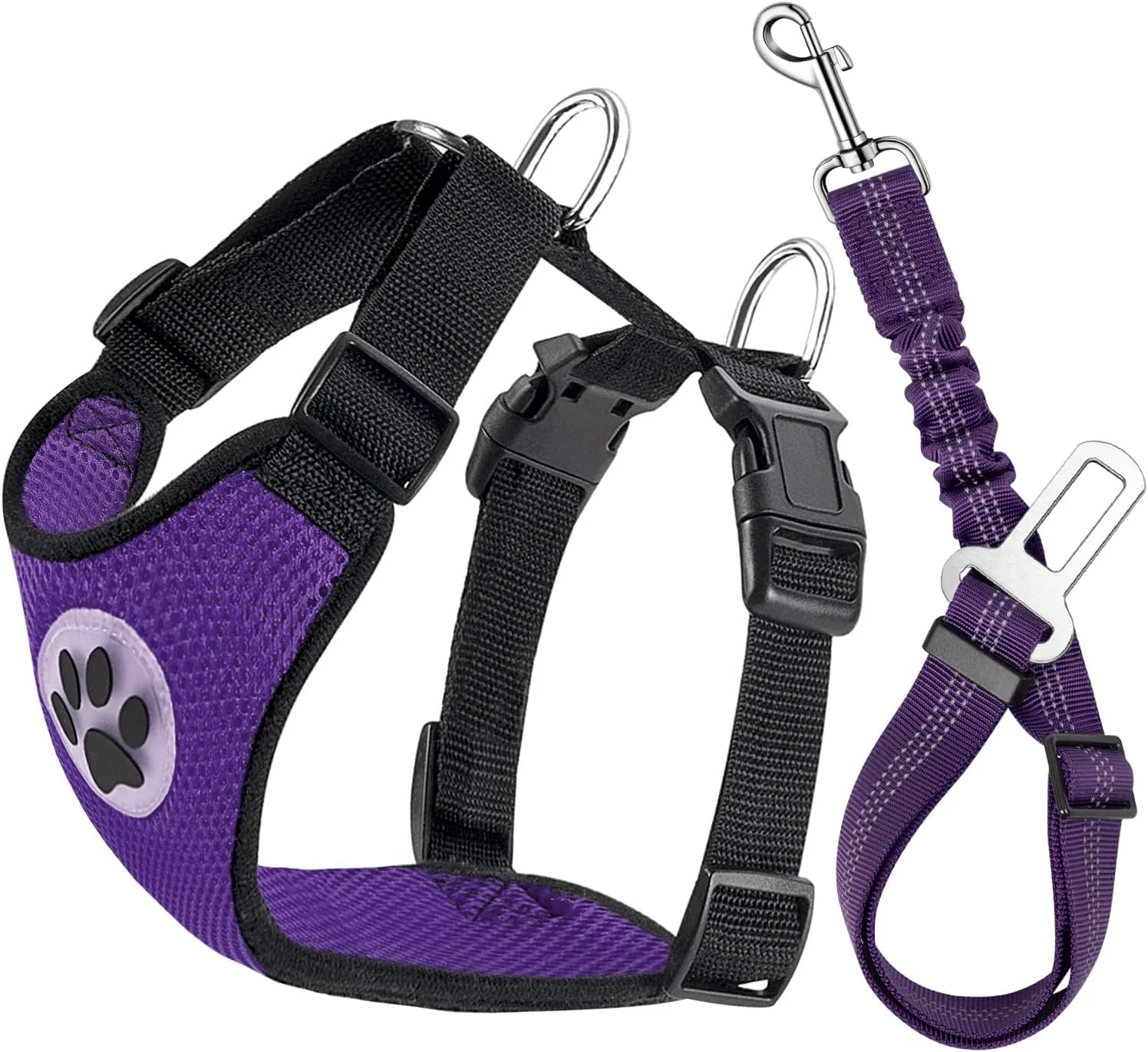 Reliable Lukovee Dog Seat Belt for Car Adjustable Dog Car Harness for Large Medium Small Dogs Soft Padded Breathable Mesh Dog Seatbelt with Car Vehicle Connector Strap Purple XXX-Small Unique