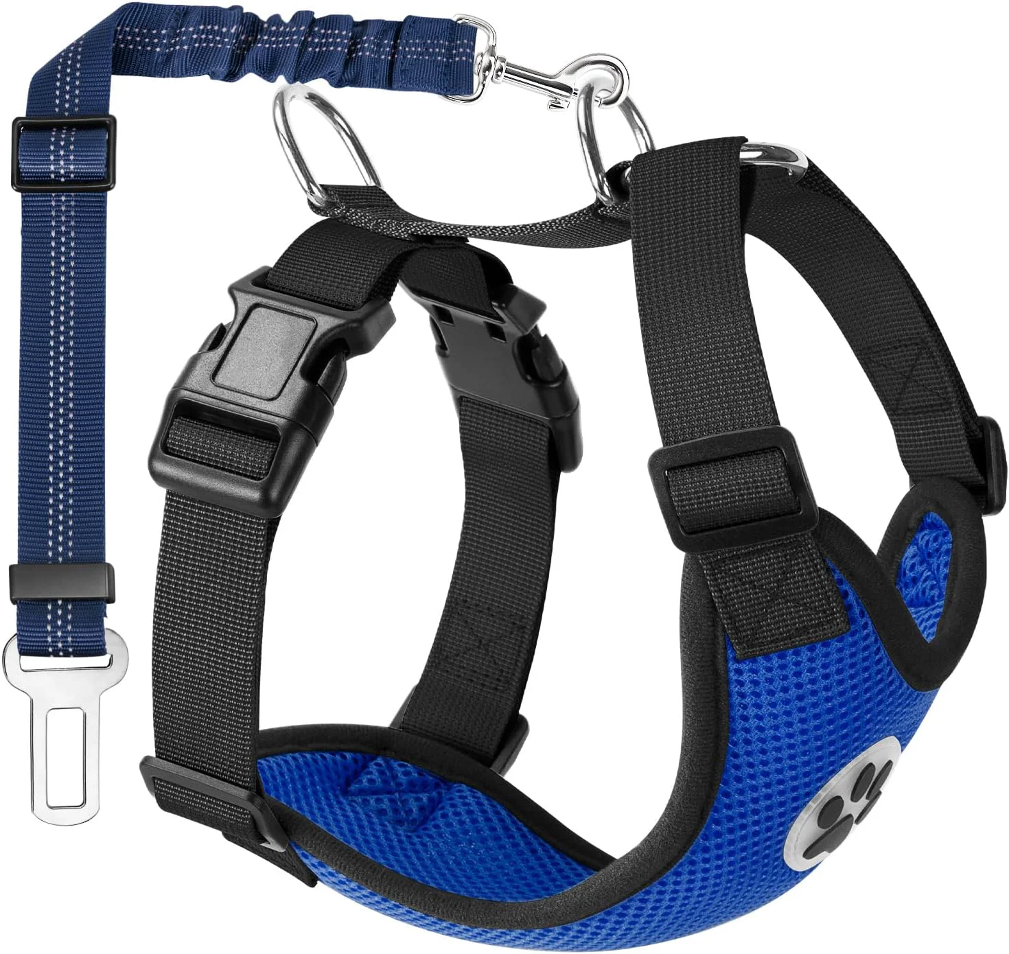 Natural Lukovee Dog Seat Belt - Adjustable Dog Car Harness for Large Medium Small Dogs Soft Padded Breathable Mesh Dog Seatbelt with Car Vehicle Connector Strap Blue Medium