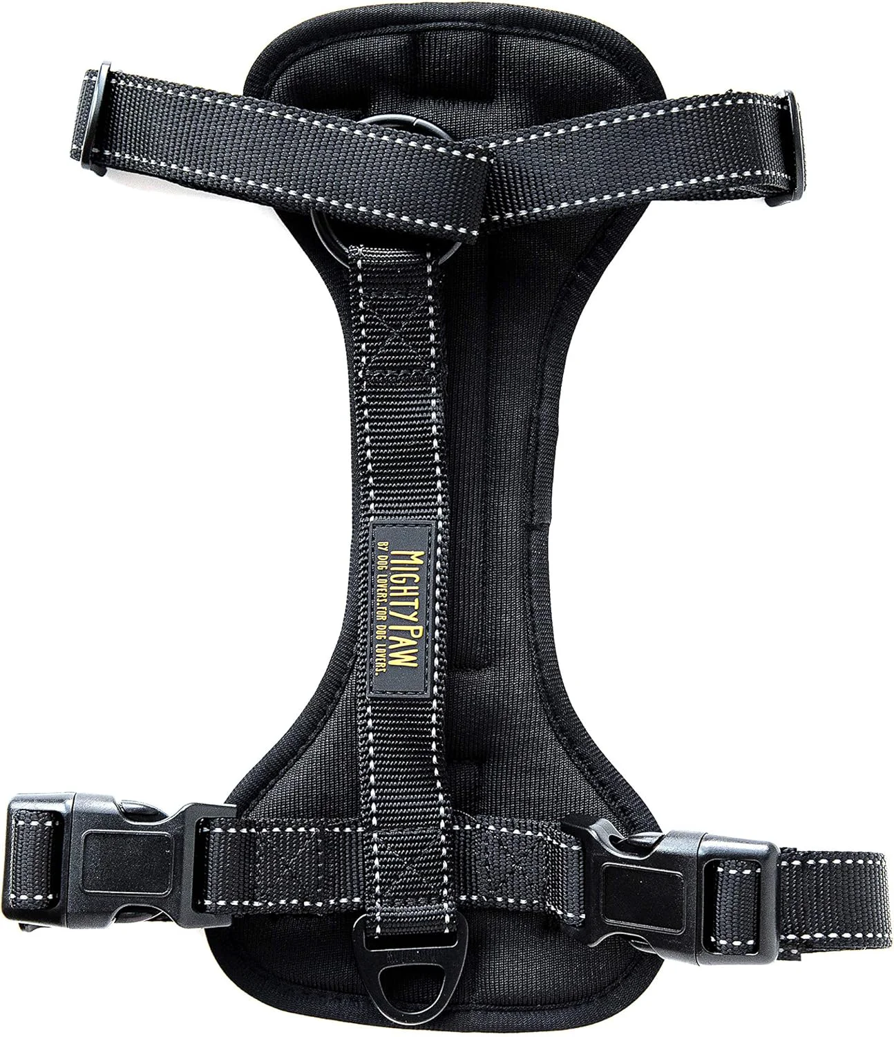 Premium Mighty Paw Dog Car Harness - Vehicle Safety Gear - 2 Leash Attachment - Adjustable Straps - Reflective Stitching - Soft Padding - Standard Harness Functionality - No Pull Front Leash Attachment - L Comfortable