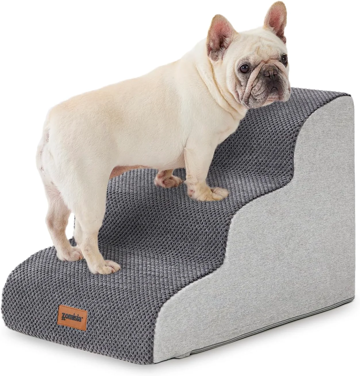 Solid Pet Stairs for Small Dogs 15.7 H - Dog Stairs for Couch and Bed 35D Foam Dog Steps Ramp with Non-Slip Bottom Grey 3 Steps Quality