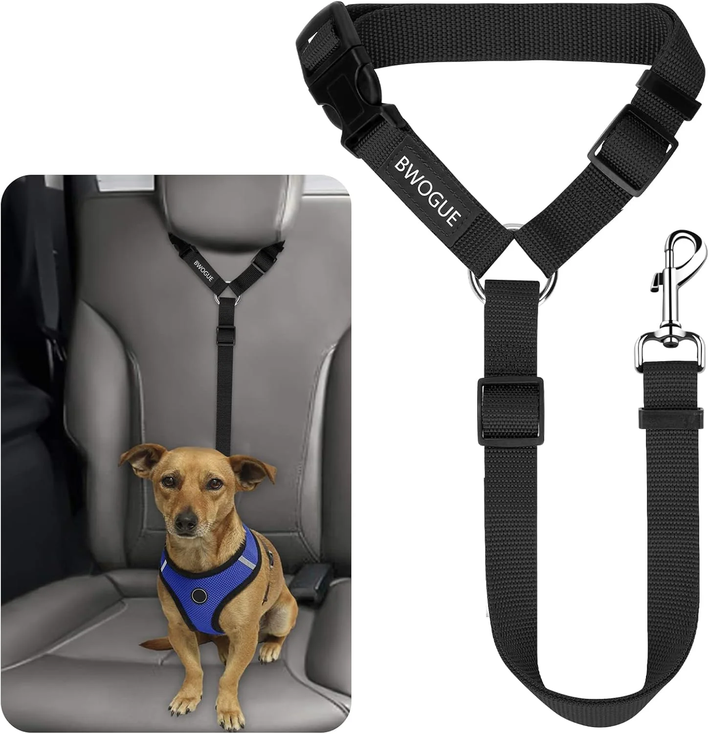 Detailed BWOGUE Pet Dog Cat Seat Belts Car Headrest Restraint Adjustable Safety Leads Vehicle Seatbelt Harness 1 Pack Official
