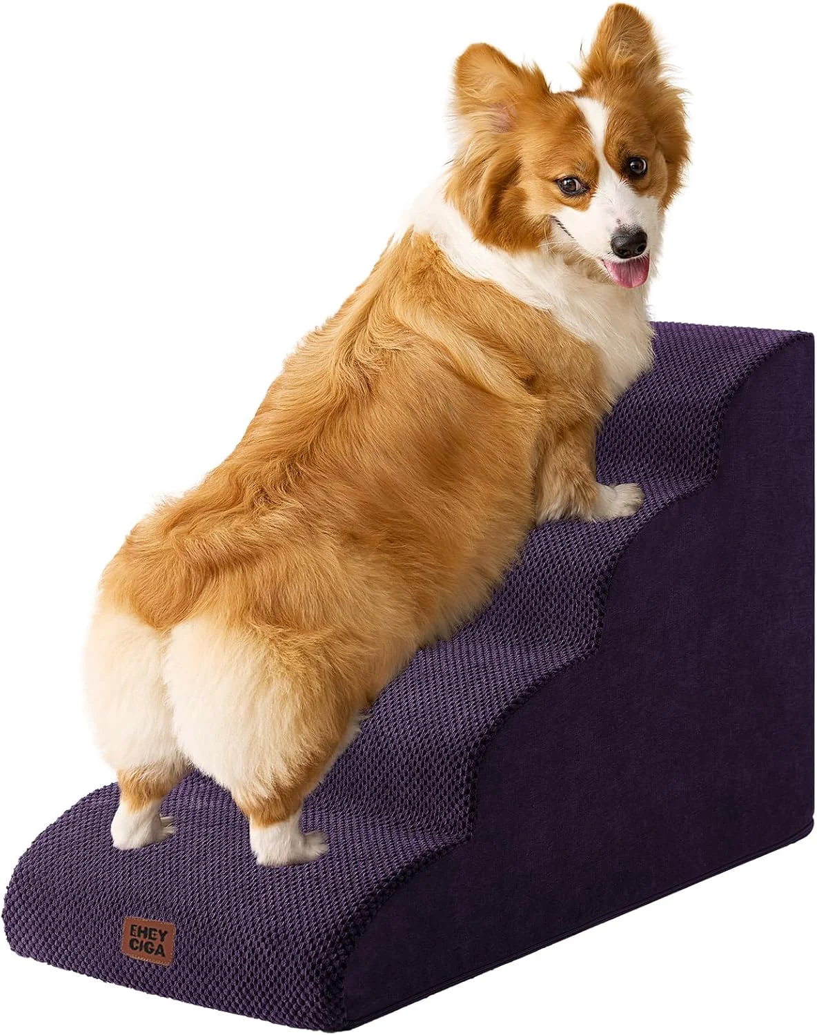 Minimalist EHEYCIGA Curved Dog Stairs Ramp for High Beds 19.7 H 4-Step Dog Steps for Small Dogs and Cats Pet Stairs for High Bed Climbing Non-Slip Balanced Pet Step Indoor Purple Reliable