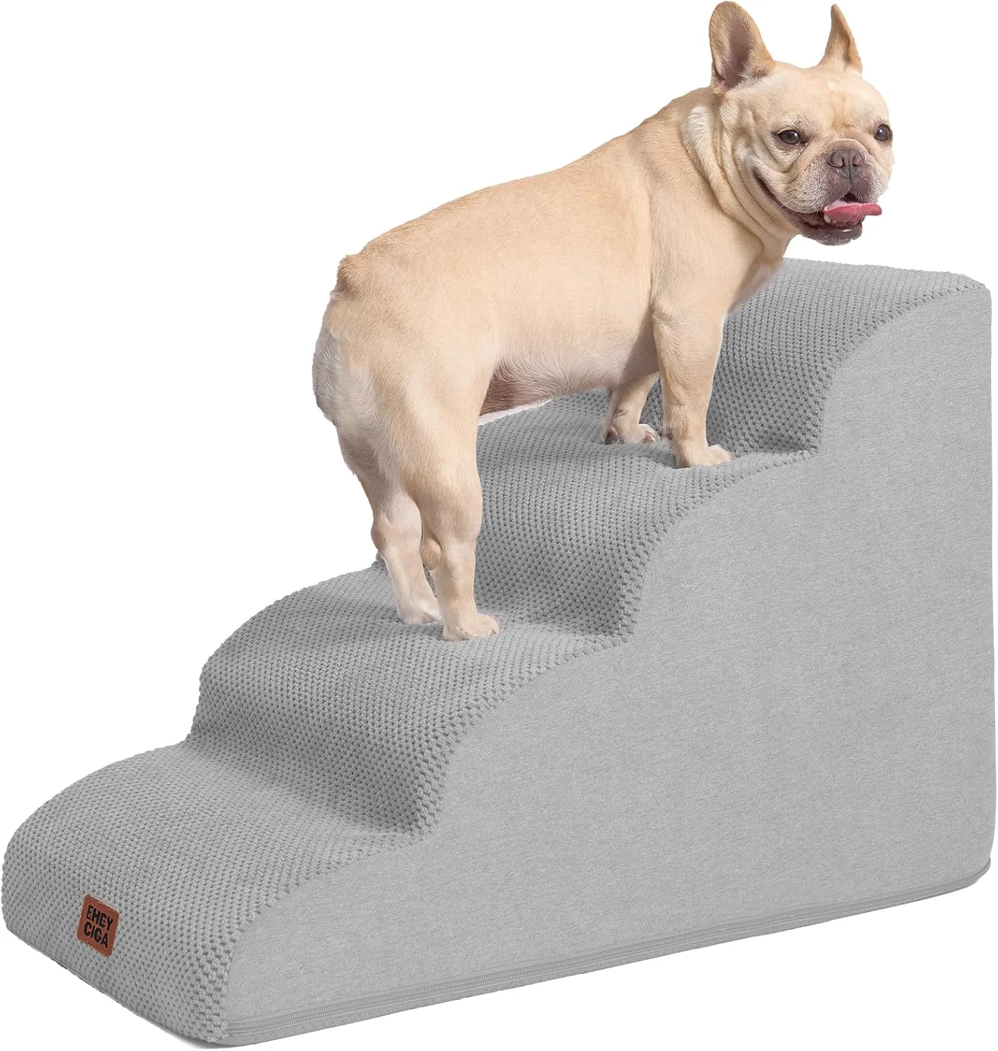 Optimized EHEYCIGA Curved Dog Stairs Ramp for High Beds 19.7 H 4-Step Dog Steps for Small Dogs and Cats Pet Stairs for High Bed Climbing Non-Slip Balanced Pet Step Indoor Light Grey Organic