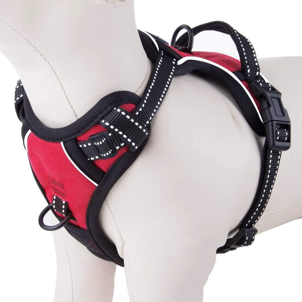 Superior PHOEPET No Pull Dog Harnesses for Small Dogs Reflective Adjustable Front Clip Vest with Handle 2 Metal Rings 2 Buckles Easy to Put on Take Off S Red Long-Lasting