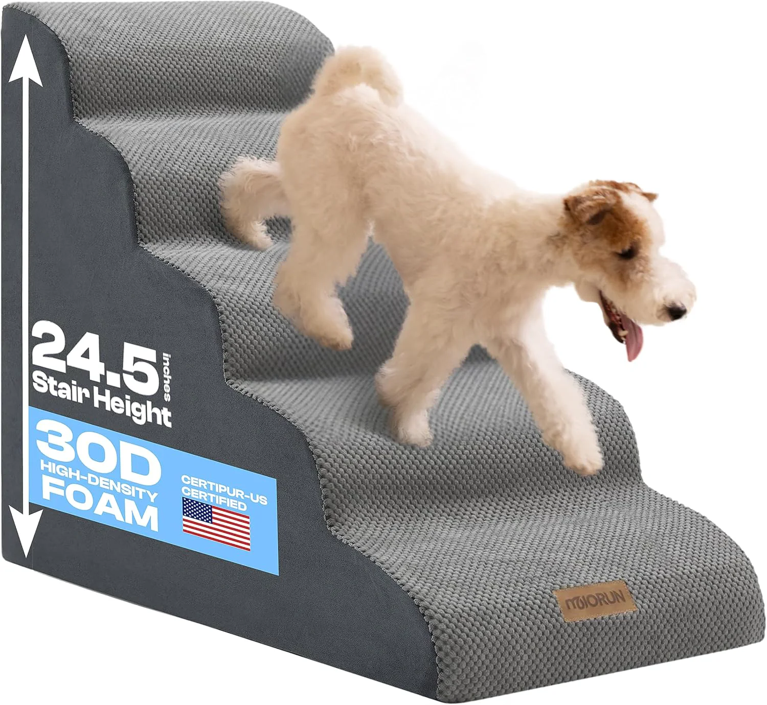Efficient Dog Stairs for High Beds Up to 30 Extra-Tall 24.5 5-Step Foam Pet Ramp with Washable Cover Gentle Slope Steps Bed Couch Ladder for Small Medium Dogs Senior Cat Puppy Climbing Stairs Contemporary
