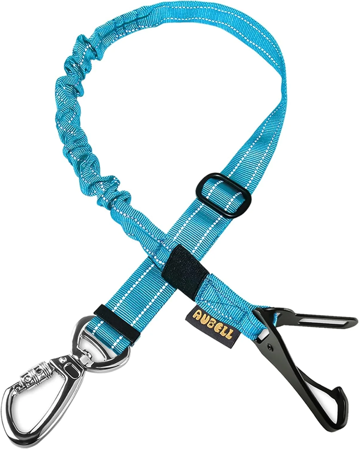Advanced AUBELL Dog Seat Belt for Car Updated 3-in-1 Adjustable Reflective Bungee Heavy Duty Dog Car Harness Tether with Clip Hook Latch Buckle Swivel Zinc Alloy Carabiner Blue Comfortable