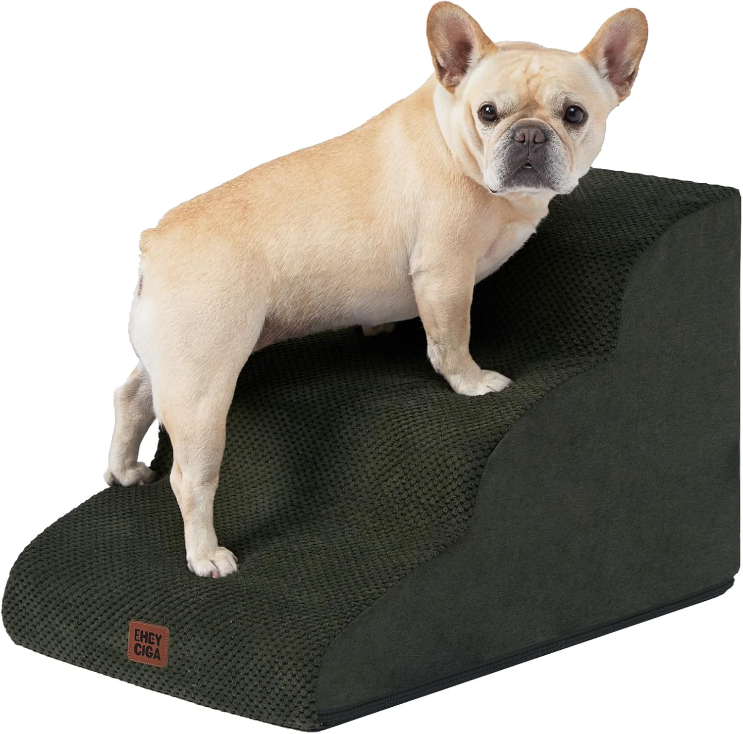 Classic EHEYCIGA Curved Dog Stairs Ramp for Small Dogs 15.7 H 3-Step Dog Steps for Couch Sofa and Chair Pet Stairs for Cats Non-Slip Balanced Pet Steps Indoor Olive Green Authentic