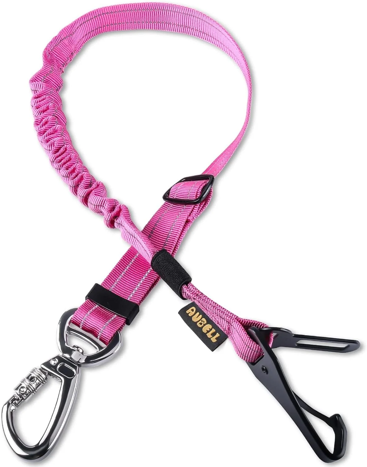 Soft AUBELL Dog Seat Belt for Car Updated 3-in-1 Adjustable Reflective Bungee Heavy Duty Dog Car Harness Tether with Clip Hook Latch Buckle Swivel Zinc Alloy Carabiner Hotpink Healthy