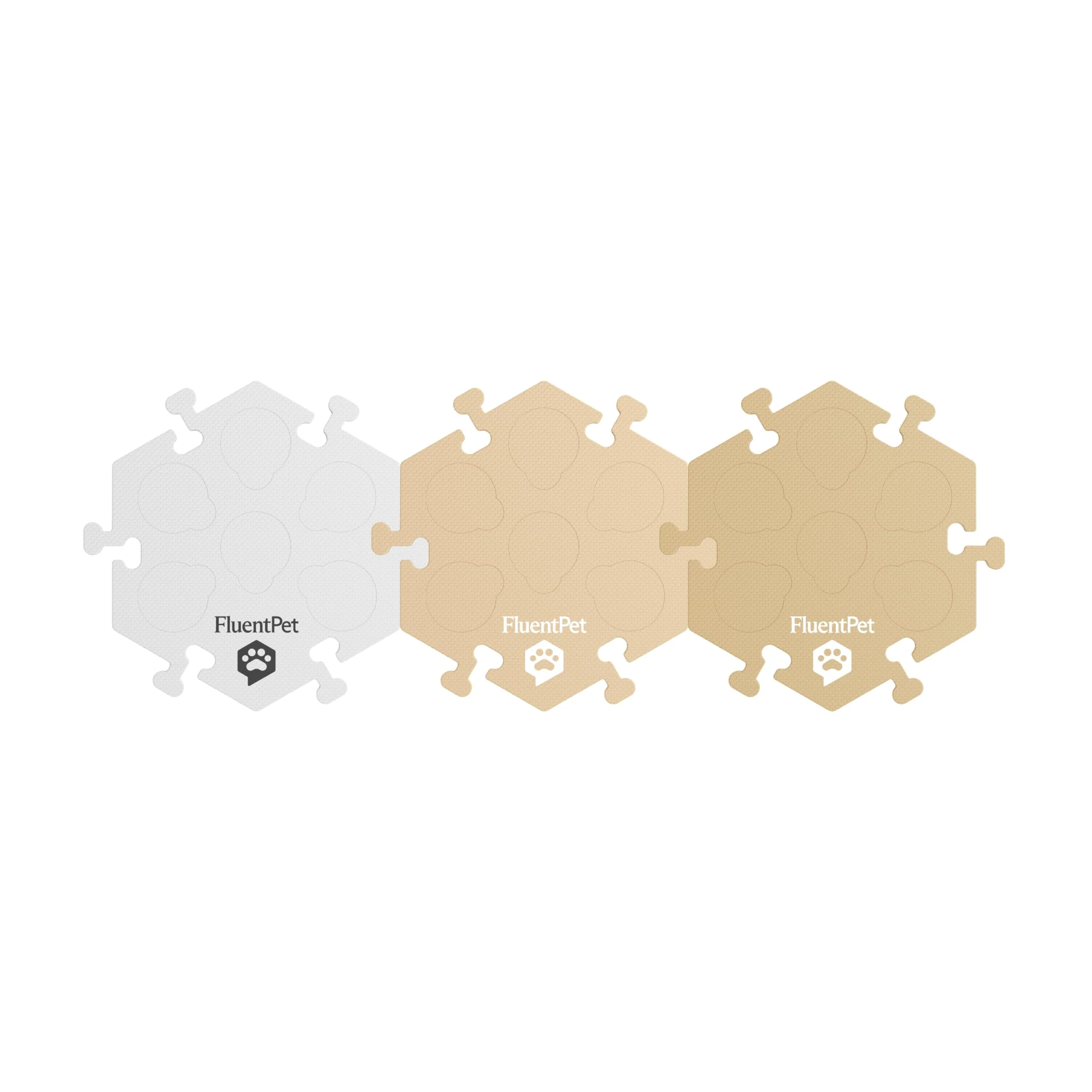 Verified FluentPet HexTiles Beiges 3-Pack – Dog Cat Button Learning Mats Non-Slip Expandable Smart