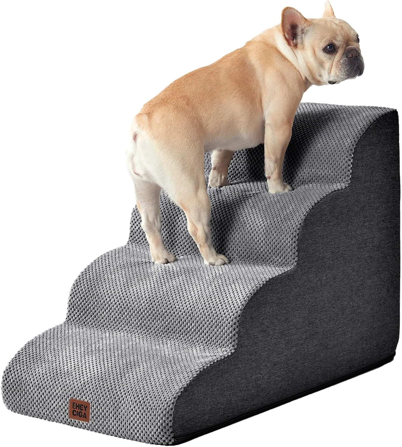 Selected EHEYCIGA Curved Dog Stairs Ramp for High Beds 19.7 H 4-Step Dog Steps for Small Dogs and Cats Pet Stairs for High Bed Climbing Non-Slip Balanced Pet Step Indoor Grey Advanced