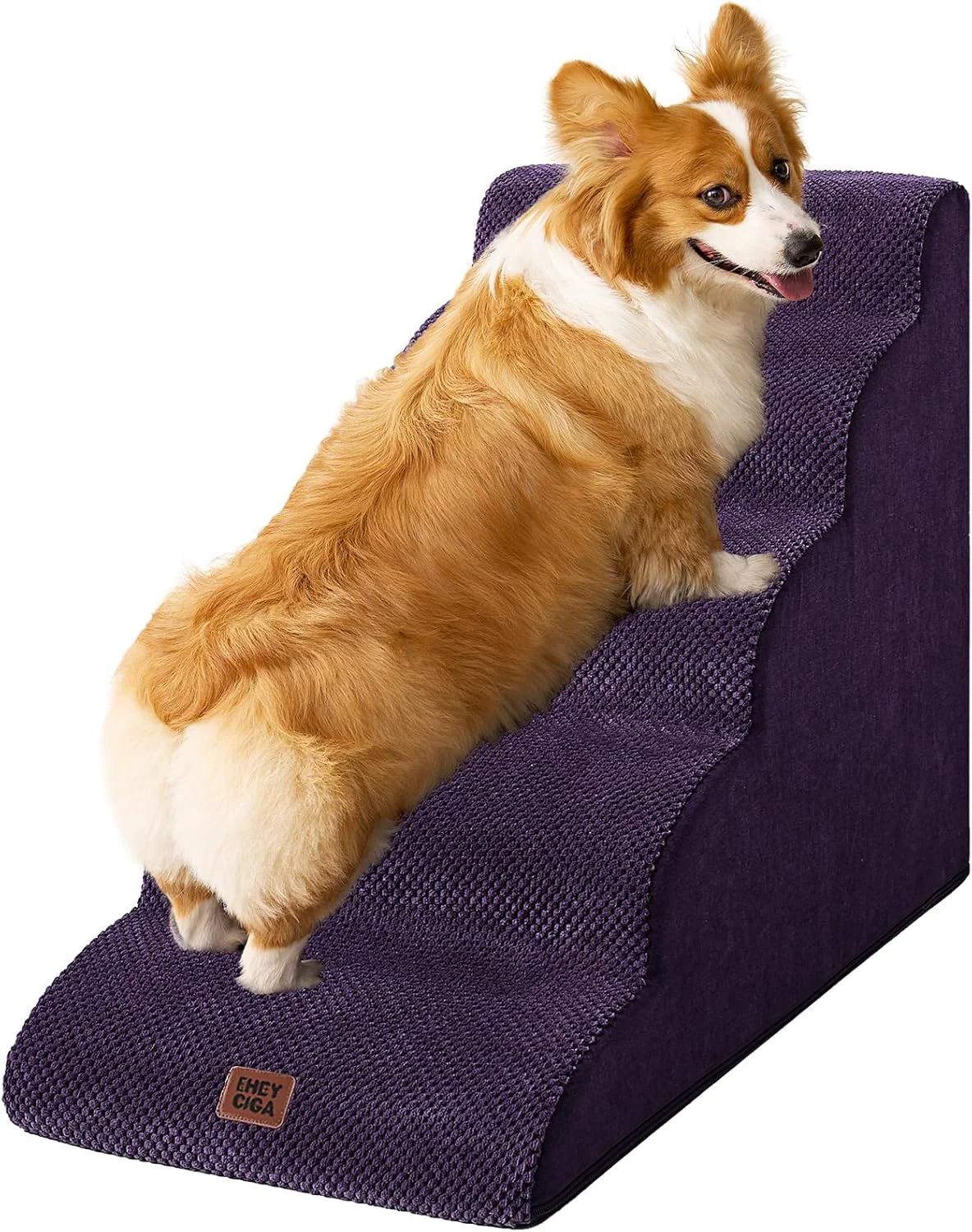 Recyclable EHEYCIGA Curved Dog Stairs Ramp for High Beds 22.6 H 5-Step Dog Steps for Small Dogs and Cats Pet Stairs for High Bed Climbing Non-Slip Balanced Pet Step Indoor Purple Selected